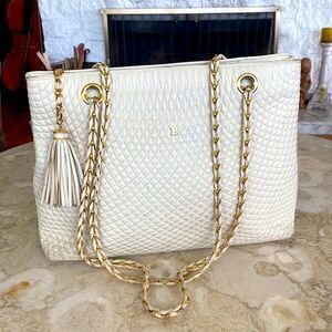 Bally Vintage Quilted Leather Shoulder Bag with Tassel Strap Chain Authentic